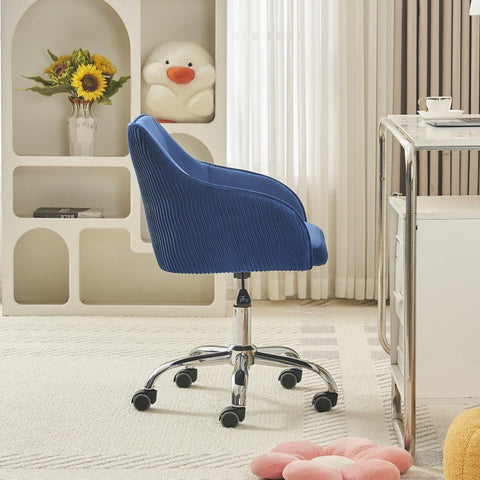 Rootz Adjustable Swivel Velvet Chair - Office Chair - Makeup Chair - Optimal Comfort - 56cm x 55cm x 83cm