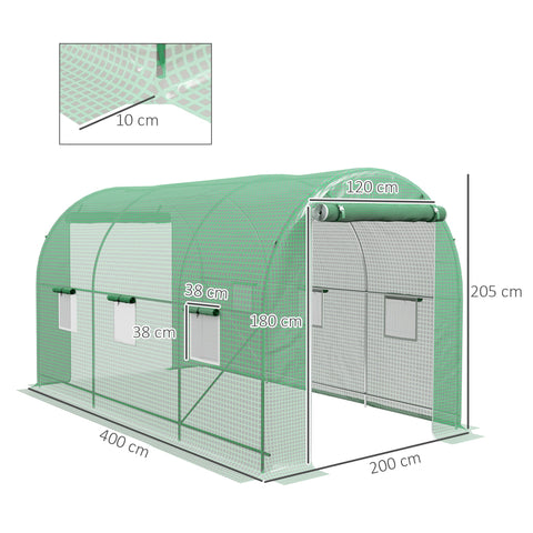 Rootz Garden Tunnel Greenhouse - Plant Protector - Outdoor Greenhouse - UV Resistant - 4m x 2m x 2.05m