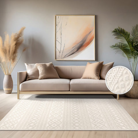 Durable Indoor Outdoor Rug – Elegant 3D Texture – Short Pile & Easy Clean