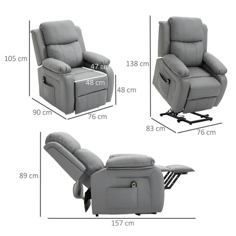 Rootz Electric Recliner Chair - Power Lift Chair - Adjustable Armchair - Enhanced Comfort - 76cm x 90cm x 105cm