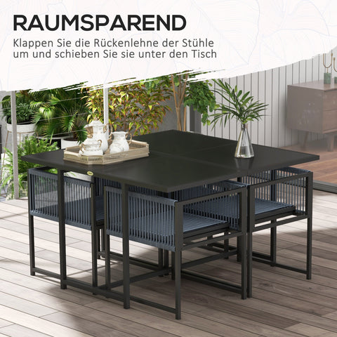 Rootz 5-Part Garden Furniture Set - Garden Seat Group - Outdoor Dining Group - Weather-Resistant - 120cm x 120cm x 72cm - 4 Chairs & Table