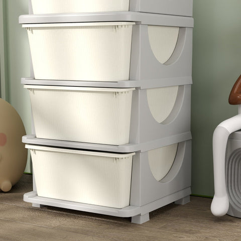 Rootz Kids Storage Boxes - Child-Friendly Drawers - Creamy White - Toy Organizer - 37cm x 37cm x 76cm