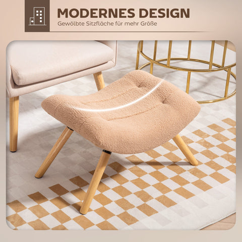 Rootz Foot Stool - Ottoman - Padded Seat - Cozy Seating - 67cm x 45cm x 38cm - Brown Fleece Cover with Wooden Legs