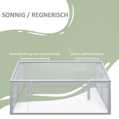 Rootz All-Season Greenhouse - Cold Frame - Gardening Shelter - Maximum Light Transmission - Optimal Ventilation - Durable Aluminum Frame - 100cm x 100cm x 48cm
