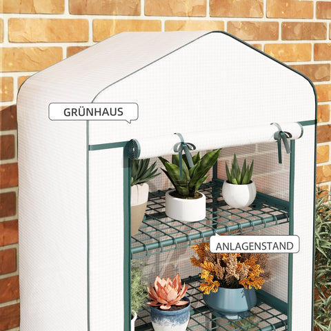 Rootz Foil Greenhouse - Mini-Greenhouse - Plant House - Early Bed - 4 Shelves - Weatherproof Stability - 69 x 50 x 165 cm
