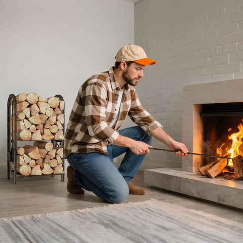 Rootz Firewood Rack Indoor - Log Holder - Wood Storage Shelf - Organizes Tools - Saves Space - 43 x 30 x 74 cm