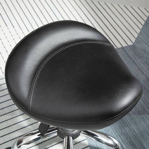 Rootz Salon Stool - Office Stool - Faux Leather Stool - Height Adjustable - Ergonomic Design - 48cm x 48cm x 54-69cm