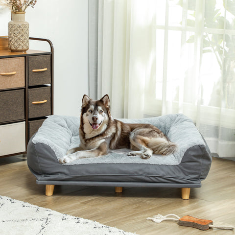 Rootz Dog Sofa Chair - Dog Bed - Pet Lounge - Removable & Washable Cover - 100cm x 70cm x 30cm - Pine Wood Feet for Stability