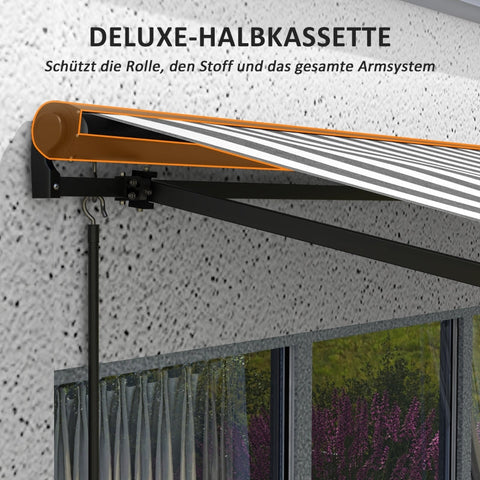 Rootz Sun Awning - Retractable Canopy - Outdoor Shade - Weather Resistant - Easy Installation - UV Protection - 350L x 250W cm - Aluminum & Polyester