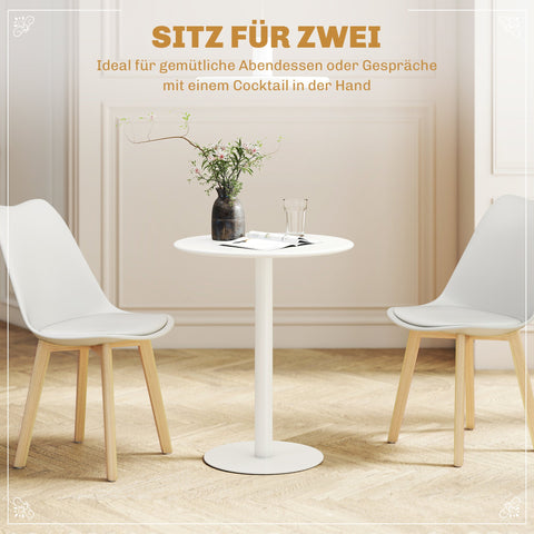 Rootz Round Dining Table - 2-Seater Dining Table - Indoor Outdoor Table - Durable Steel - 60cm x 72cm - White