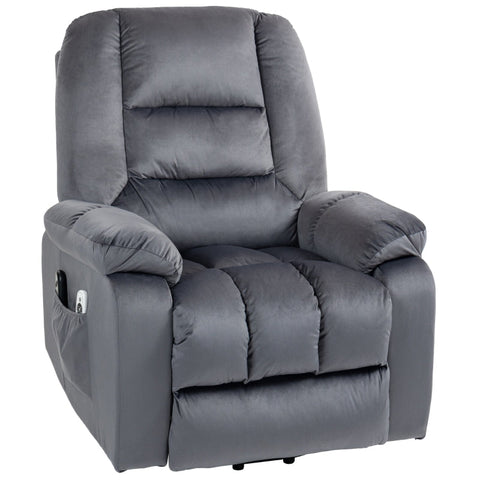 Rootz Electric TV Chair with Stand-Up Aid - Recliner Chair - Lift Chair - Ultimate Comfort - Gentle Lifting - Vibrating Massage - 85cm x 94cm x 107cm - Velvet Fabric