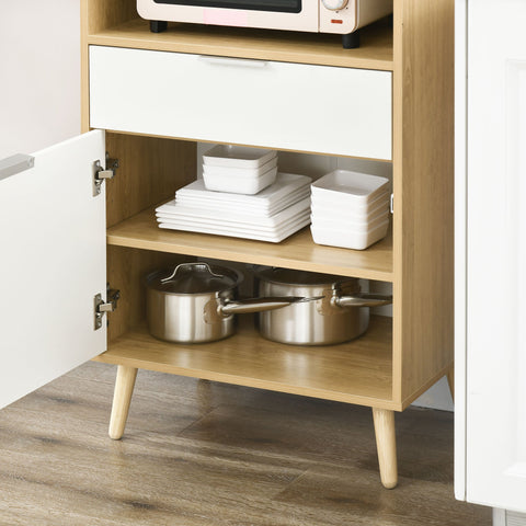 Rootz Microwave Kitchen Trolley - Mobile Kitchen Island - Rolling Cart - Adjustable Storage - 58 x 40 x 118 cm