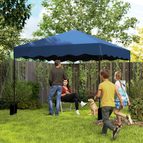 Rootz 3x3m Pop-Up Pavilion - Garden Tent - Height Adjustable - UPF50+ UV Protection - 297x297x287cm - 6-9 People - Blue - Roller Bag Included
