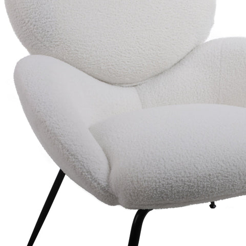 Rootz Teddy Velvet Dressing Chair - White Metal Leg Accent Chair - Comfy Lounge Seat - Luxurious Comfort - 74.1L x 77.9W x 81H cm