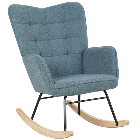 Rootz Rocking Chair - Ergonomic Seat - Cozy Breastfeeding Chair - Relieves Stress - 98t x 71b x 101h cm - Blue