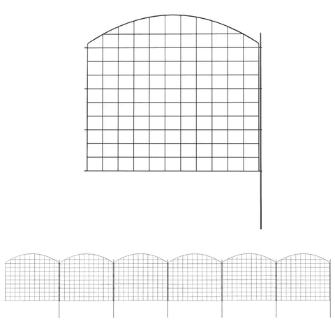 Rootz Metal Garden Fence - Decorative Fence - Vegetable Path Edge - Powder-Coated Steel - 460 x 97 cm - Durable & Toolless Assembly