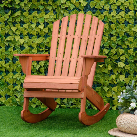 Rootz Adirondack Garden Rocking Chair - Outdoor Rocker - Patio Rocking Chair - Ultimate Comfort - Weather-Resistant - Easy Maintenance - 77cm x 94cm x 97cm - Fir Wood