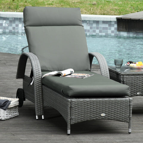 Rootz 2 Piece Set Sun Lounger Cushions - Garden Lounger Pads - Extra Thick Upholstered - High-Density Comfort - 196cm x 55cm x 8cm