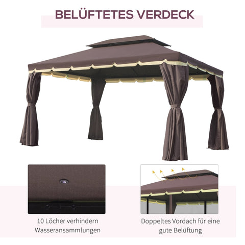 Rootz Garden Gazebo - Garden Tent - Party Marquee - Weatherproof - Privacy Protection - Stable & Secure - 390cm x 290cm x 280cm