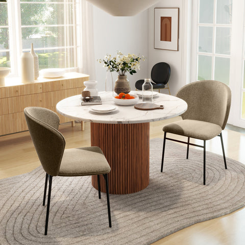 Rootz 2 Pack Dining Chairs - Upholstered Seats - Modern Dining Room Chairs - Comfortable Seating - 52 x 55 x 80 cm - Brown