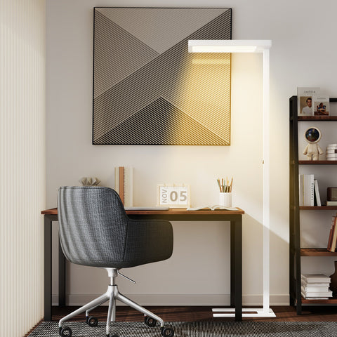 Rootz LED Floor Lamp - Eye-Friendly Lighting - Reading Light - Standing Lamp - Adjustable Brightness - Protects Eyes - 60x32x196cm - White