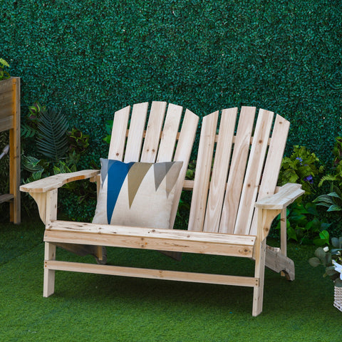 Rootz Adirondack Garden Bench - Outdoor Bench - Wooden Slat Seat - Wide Armrests - Brown Spruce - 129cm x 90cm x 86cm
