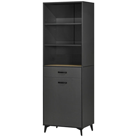 Rootz Buffet - Kitchen Storage Cabinet - High Industrial Design - Modern Elegance - 60L x 42B x 180H cm - Grey and Brown