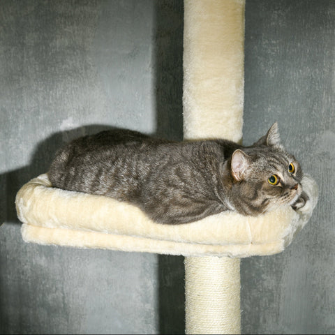 Rootz Scratching Tree Sisal Stem - Cat Tower - Activity Playhouse - Height Adjustable - 4 Levels - 40b x 31t x 230-260H cm