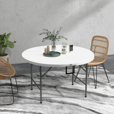 Rootz Round Garden Table - Foldable Outdoor Table - Metal & HDPE | Easy-Clean, Durable - Ø122cm x 73cm