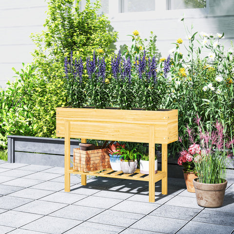 Rootz Wooden Flower Box - Raised Planter - Garden Bed - Fleece Lining - Healthy Soil - 100 x 30 x 70.5 cm