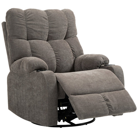 Rootz Recliner Chair - TV Armchair - Lounge Chair - Tilt up to 135° - Footrest - Swivel and Rocking - Linen Look Fabric - 88cm x 96cm x 108cm