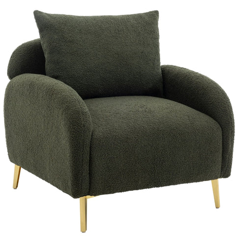 Rootz Teddy Velvet Living Room Chair - Armchair - Lounge Chair - Ergonomic Support - 75.5cm x 75.0cm x 81.0cm - Soft Teddy Velvet Fabric