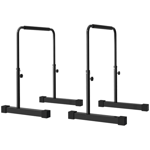 Rootz Dip Station - Push-Up Bars - Bodyweight Bar - Height Adjustable 80-105 cm - Steel Frame - Non-Slip - Stable Base 70 x 50 cm - Black