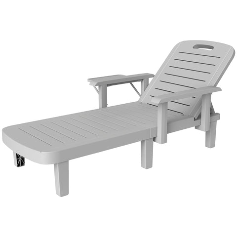 Rootz Sun Lounger Garden Recliner - Deck Chair - Adjustable Lounger - 5 Inclination Heights - 79cm x 158cm x 88cm - Grey