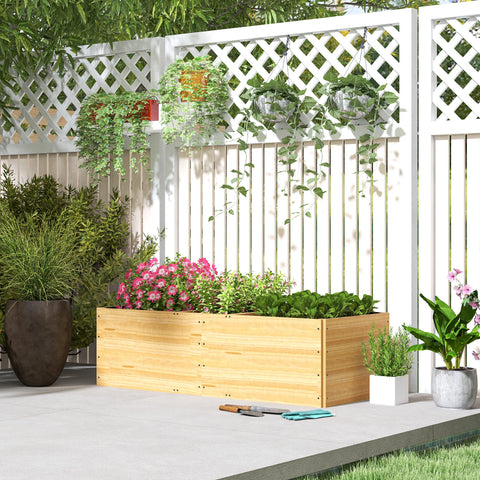 Rootz Wooden Raised Bed - Plant Bed - Garden Planter - Promotes Healthy Root Growth - 3 Planting Zones - 140 x 60 x 40 cm