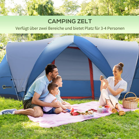 Rootz Camping Tent - Outdoor Shelter - Family Tent - Spacious Design - Water-Repellent - UV-Resistant - 475L x 207W x 150H cm