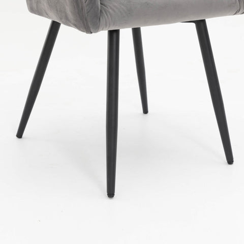 Rootz Gray Velvet Dining Chairs - Upholstered Seating - Elegant Cushions - Ergonomic Comfort - 45L x 55W x 85H cm - Easy Assembly
