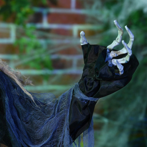 Rootz Halloween Ghost Decoration - Spooky Halloween Prop - Haunted House Decor - Motion Sensor - Sound Effects - LED Lights - 60cm x 16cm x 170cm - Polyester, PE, Plastic, Steel