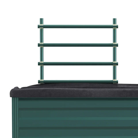 Rootz verhoogd bed met opbergruimte - traliewerk - plantenbakken - schuifdeuren - roestvrijstalen frame - groen - 85 x 40 x 135 cm
