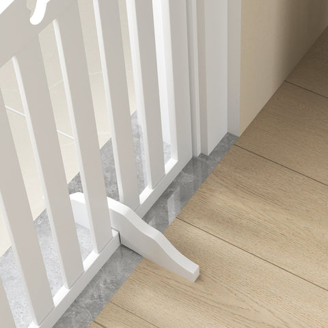 Rootz Free-Standing Dog Grille - Pet Barrier - Safety Gate - Non-Slip Support Feet - 207.5 x 30 x 61cm - White MDF Design