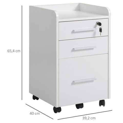 Rootz Office Storage Container - Office Organizer - Mobile File Cabinet - Lockable Drawer, Easy Mobility - 39.2cm x 40cm x 65.4cm