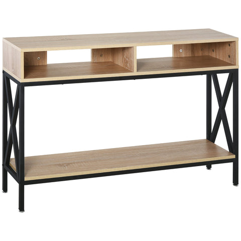 Rootz Industrial Console Table - Entryway Table - Hallway Table - Durable with Lower Shelf - 120cm x 23.5cm x 75cm Brown