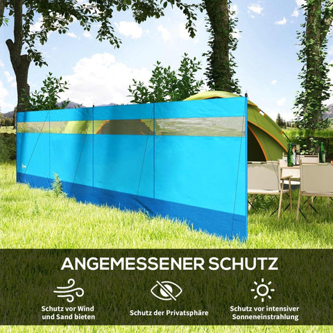 Rootz Windbreak with Viewing Window - Outdoor Wind Shield - Beach Windbreaker - Protects Against Wind, Sun, and Sand - 725cm x 140cm - Polyester and Steel
