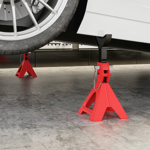 Rootz Shelter - Vehicle Support Stand - Adjustable Auto Stand - 3 Tons Load Capacity - Height Adjustable - Red - 19cm x 18cm x 29-41.8cm