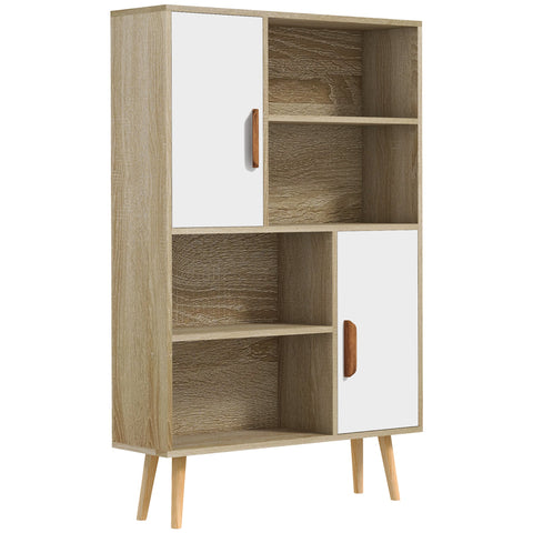 Rootz Scandinavian Bookshelf - Storage Shelf - Book Organizer - Nordic Design - 80L x 24B x 123H cm - Solid Pine Inclined Feet