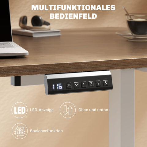 Rootz Electric Desk Frame - Adjustable Desk Base - Memory Function - Promotes Ergonomic Work - Steel, White - 83cm x 45cm x 70-118cm