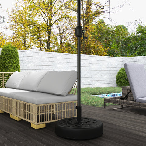 Rootz Shield Base Parasol Stand - Umbrella Holder - Canopy Anchor - Water/Sand Fillable - Black - Ø56 x 30.5h cm