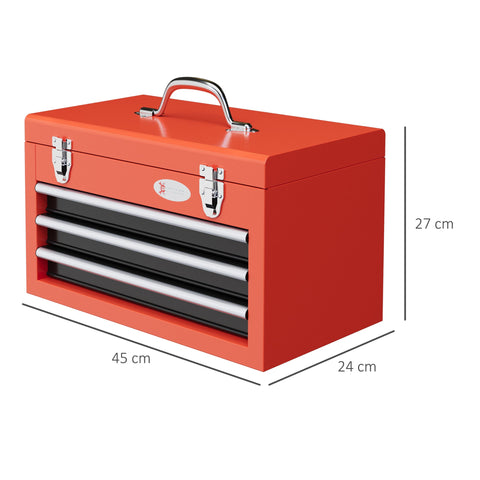 Rootz Tool Box with Drawers - Tool Case - Storage Organizer - Durable Steel - 45 x 24 x 27 cm - Maximum Stability