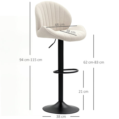 Rootz 2 Piece Set Adjustable Bar Stools - Kitchen Stools - Counter Chairs - Height Adjustable - 48W x 50D x 94-115H cm