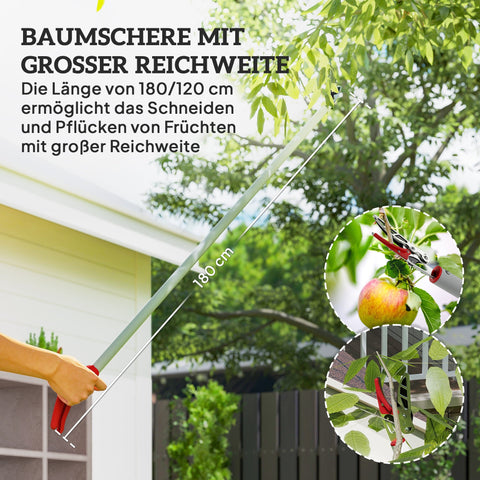 Rootz 1.8m Tree Traps - Pruning Shears - Long-Stemmed Garden Scissors - Lightweight Aluminum Handle - 180cm x 10cm x 3cm